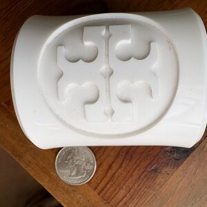 Tory Burch White Logo Cuff Bracelet